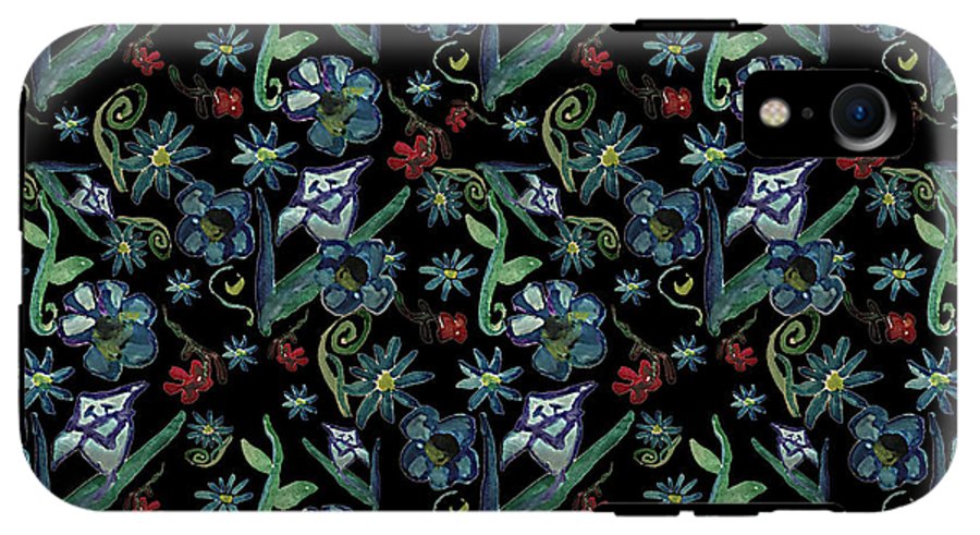 Watercolor Flowers On Black - Phone Case