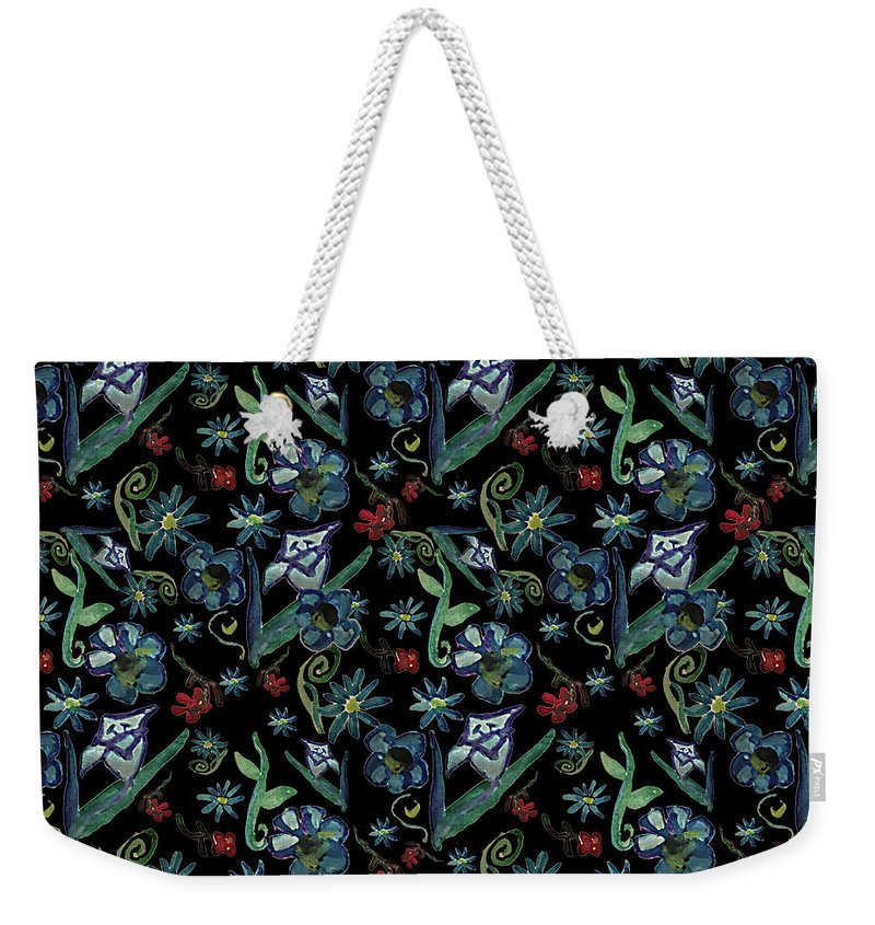 Watercolor Flowers On Black - Weekender Tote Bag