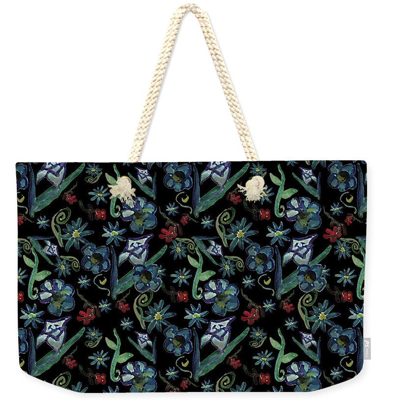 Watercolor Flowers On Black - Weekender Tote Bag