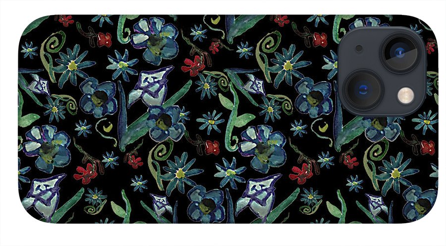 Watercolor Flowers On Black - Phone Case