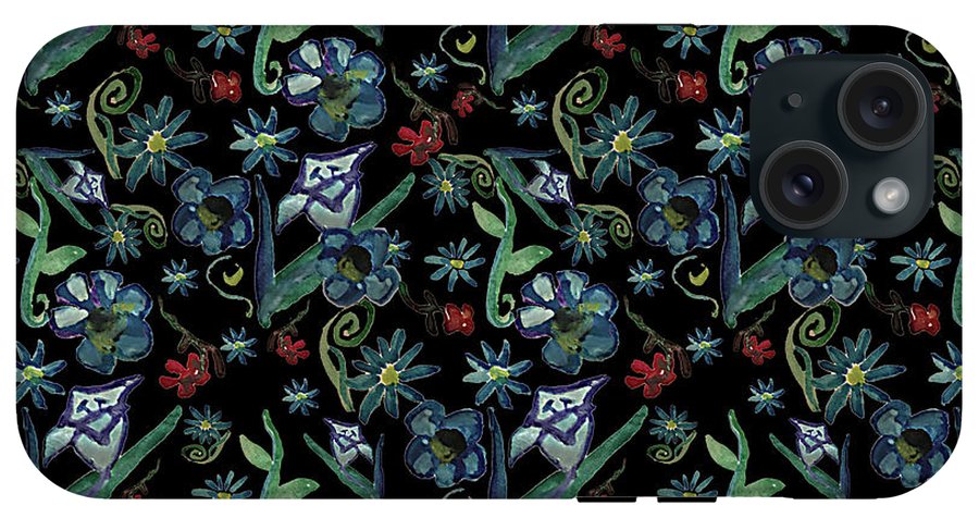 Watercolor Flowers On Black - Phone Case