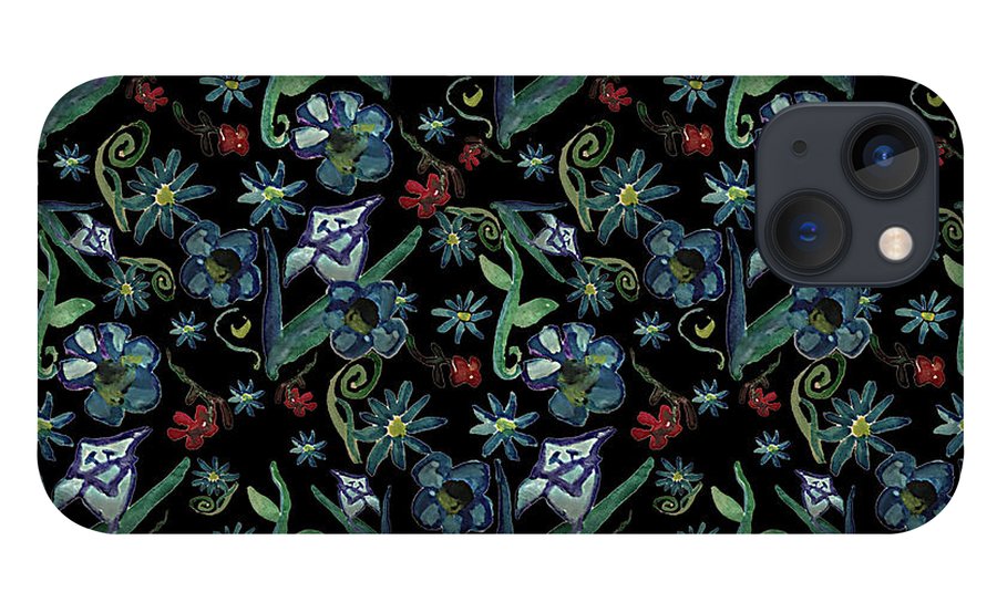 Watercolor Flowers On Black - Phone Case
