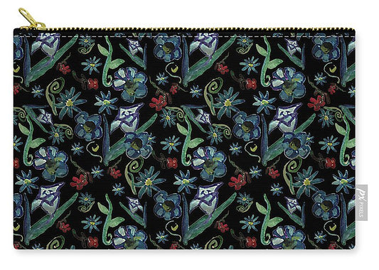 Watercolor Flowers On Black - Carry-All Pouch