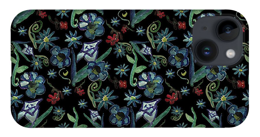 Watercolor Flowers On Black - Phone Case