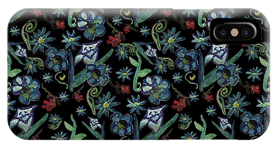Watercolor Flowers On Black - Phone Case