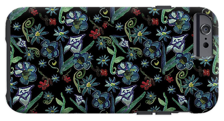 Watercolor Flowers On Black - Phone Case