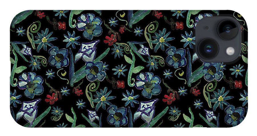 Watercolor Flowers On Black - Phone Case