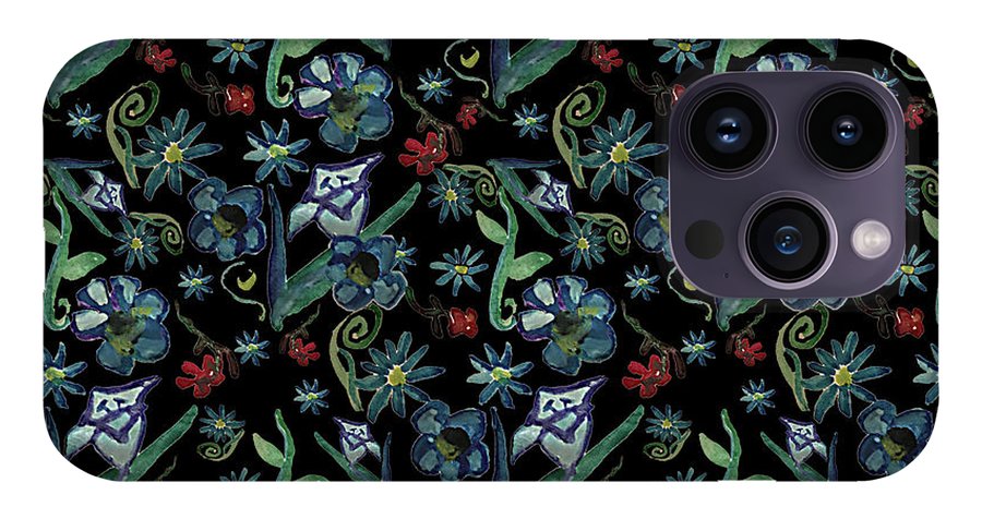 Watercolor Flowers On Black - Phone Case