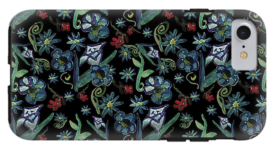 Watercolor Flowers On Black - Phone Case