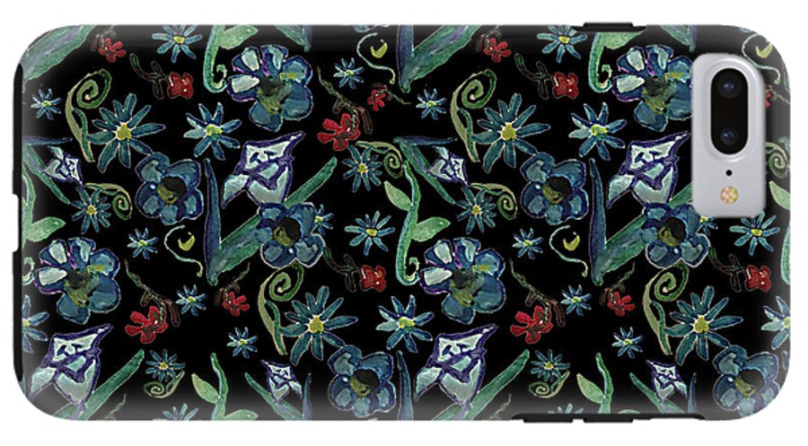 Watercolor Flowers On Black - Phone Case