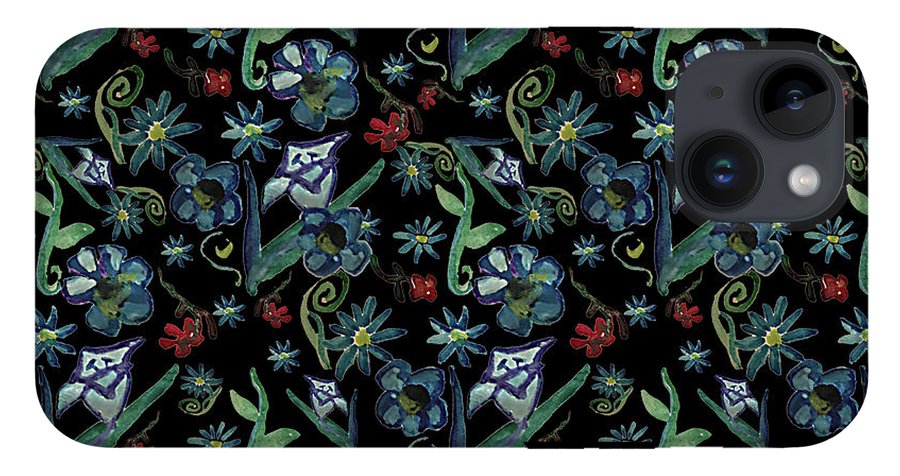 Watercolor Flowers On Black - Phone Case