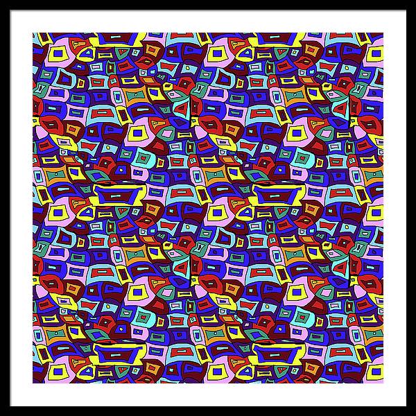 Wavy Squares Pattern - Framed Print