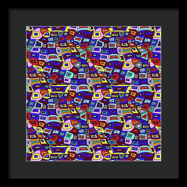 Wavy Squares Pattern - Framed Print