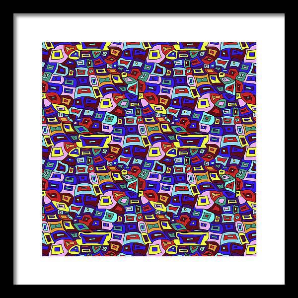 Wavy Squares Pattern - Framed Print