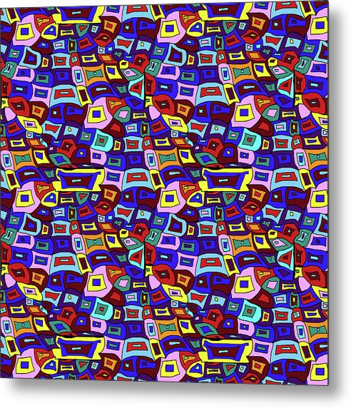 Wavy Squares Pattern - Metal Print