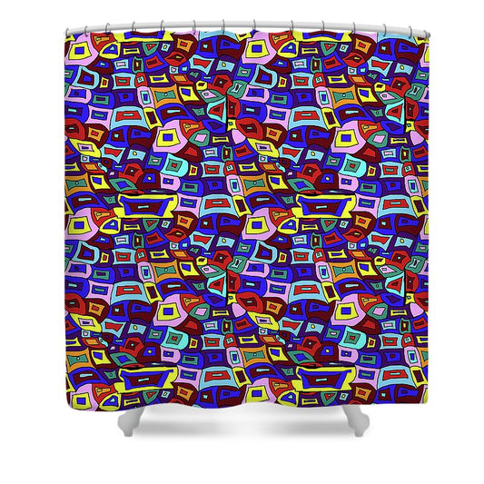 Wavy Squares Pattern - Shower Curtain