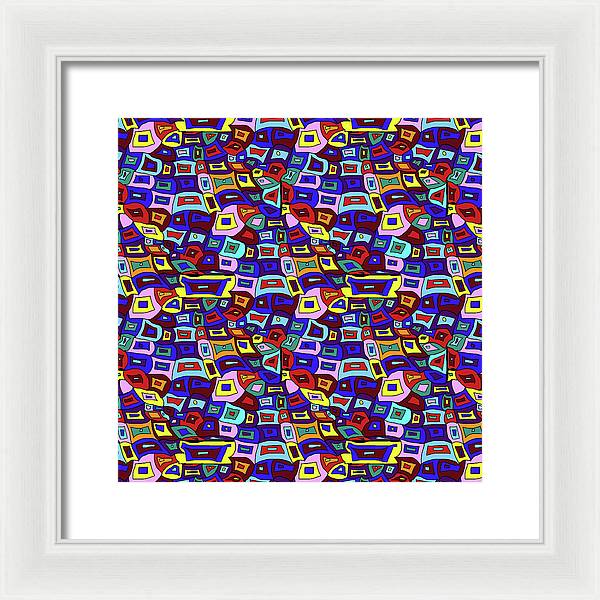 Wavy Squares Pattern - Framed Print