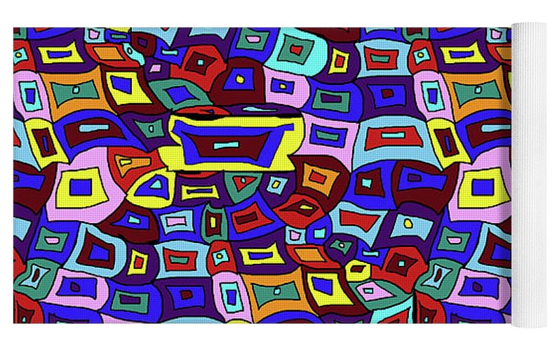 Wavy Squares Pattern - Yoga Mat