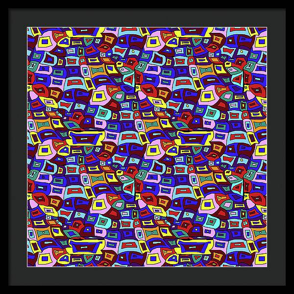Wavy Squares Pattern - Framed Print