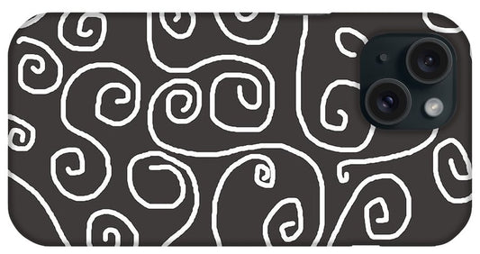 White Swirls On Gray - Phone Case
