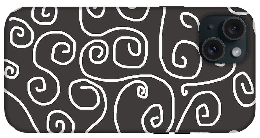 White Swirls On Gray - Phone Case