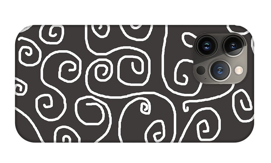 White Swirls On Gray - Phone Case