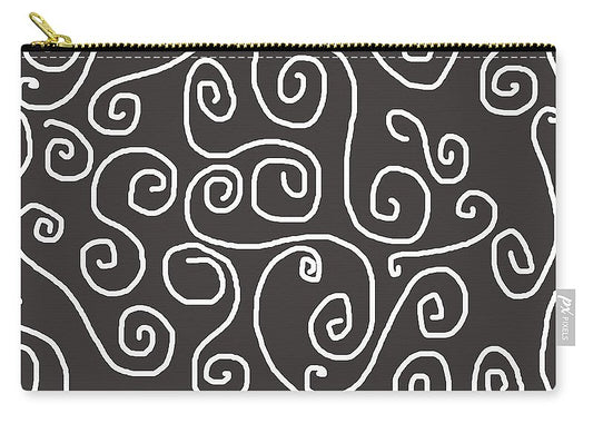 White Swirls On Gray - Carry-All Pouch