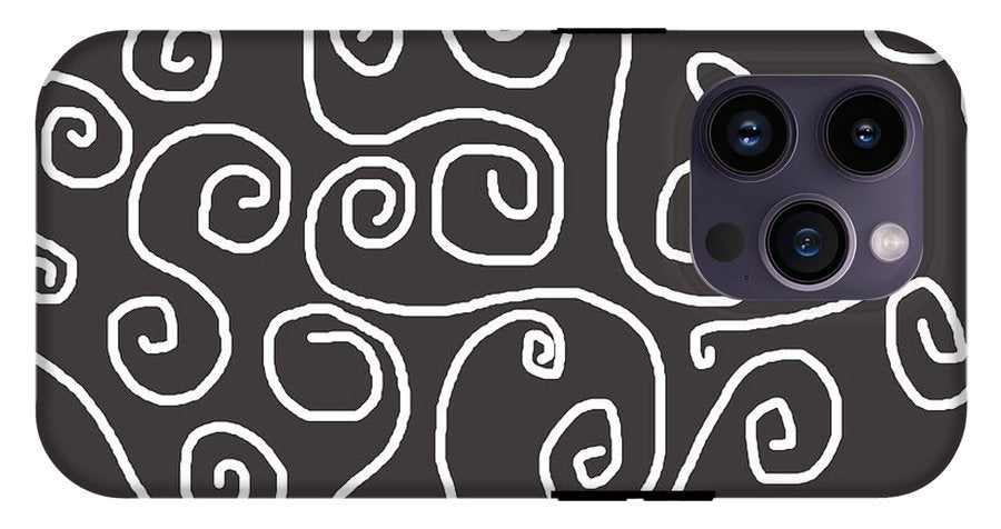 White Swirls On Gray - Phone Case