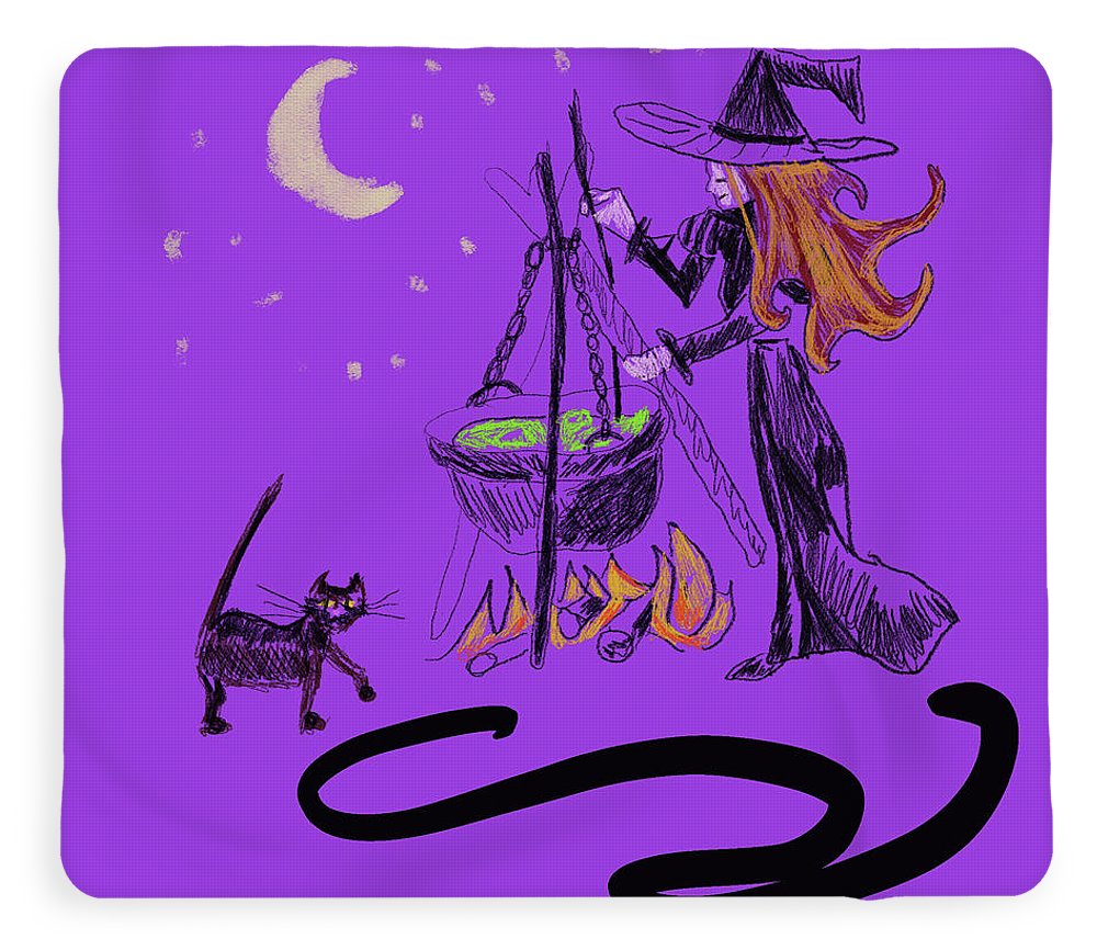Witch Cat Cauldron - Blanket