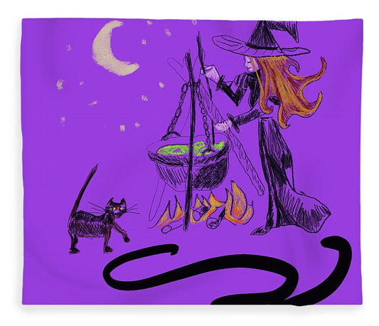 Witch Cat Cauldron - Blanket