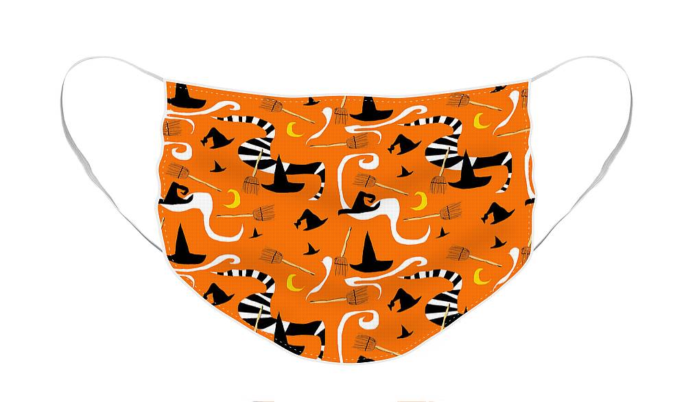 Witches Hats and Brooms - Face Mask