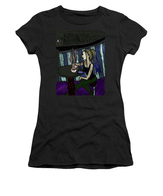 Woman In a Cafe - Women's T-Shirt