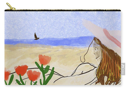 Woman In a Hat On The Beach - Carry-All Pouch