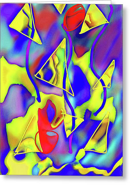 Yellow Triangles Abstract - Greeting Card