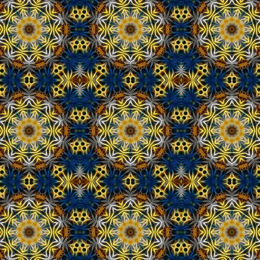 Yellow and Blue Daisies Kaleidoscope Digital Image Download